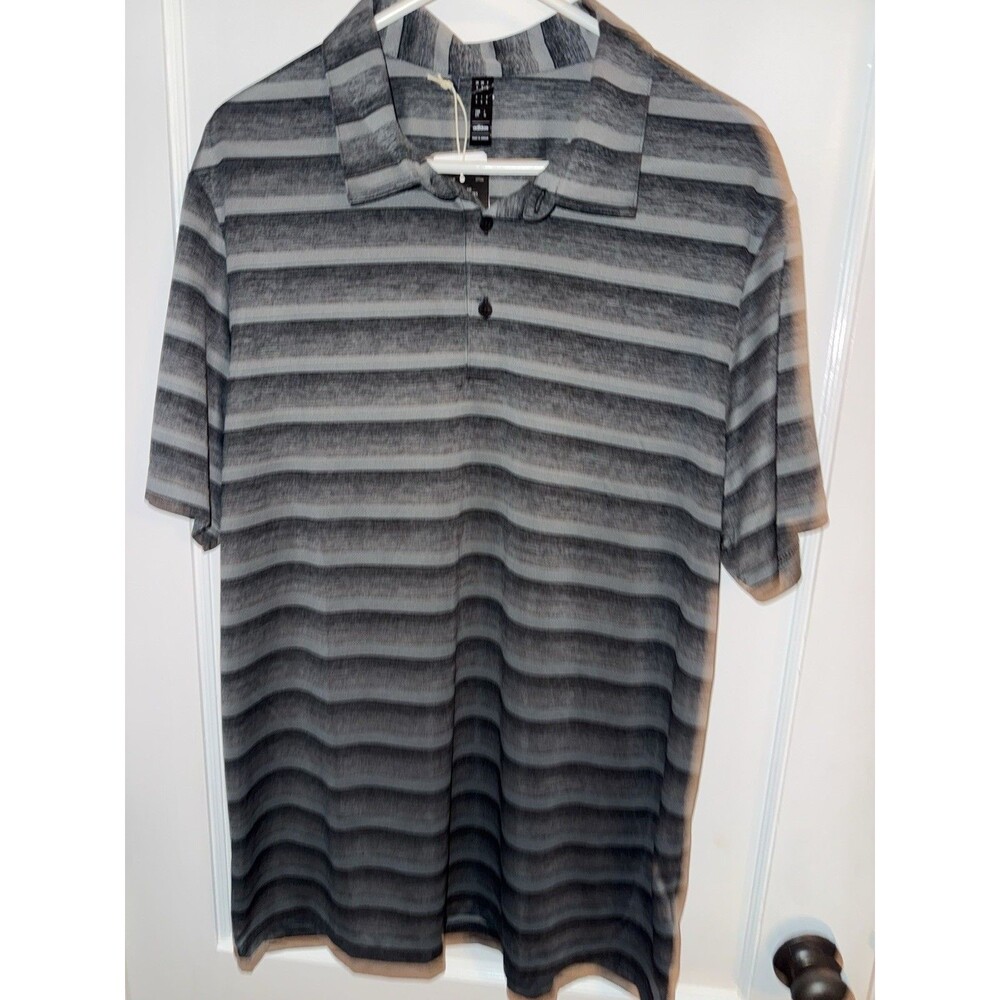 NWT Adidas Men’s XL Black & Gray Polyester Stretch Short Sleeve Golf Polo Shirt